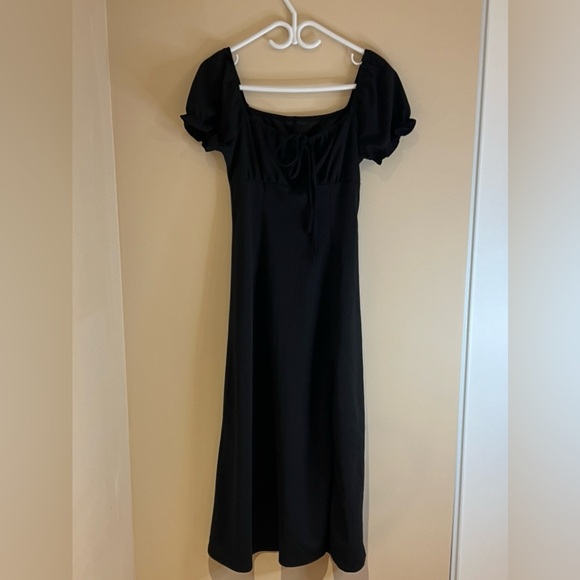SHEIN Frenchy puff sleeve Knot front split thigh dress - Picture 3 of 3